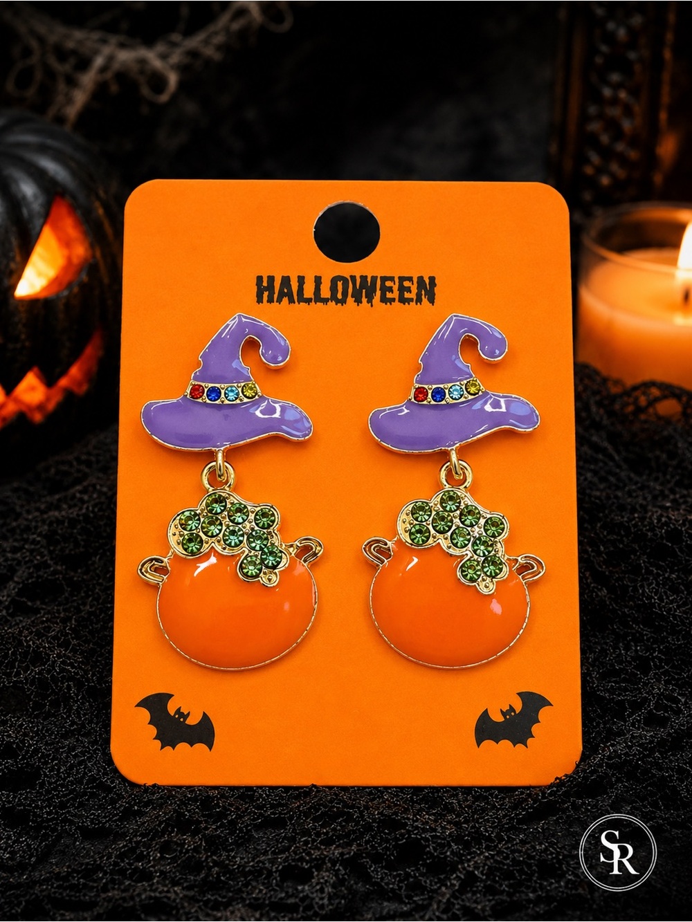 Halloween Statement Earrings NWT Spooky Witch Ghost Pumpkin Dangle 2”